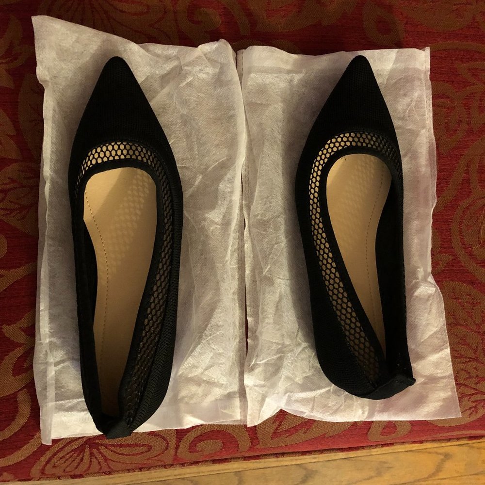 CUCCOO Basic Contrast Mesh Point Toe Ballet Flats